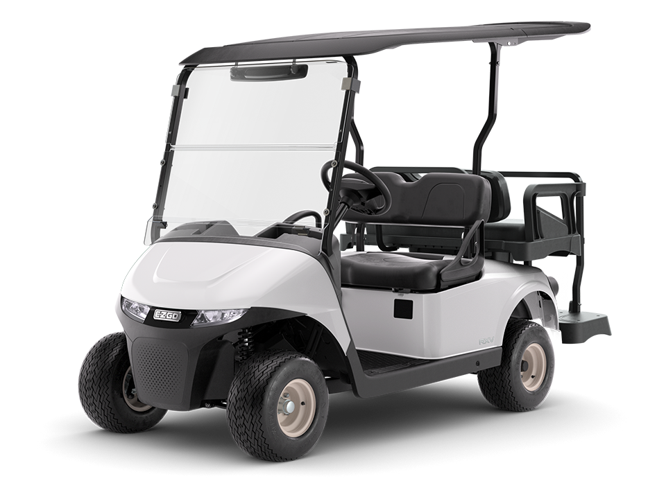 E-Z-GO RXV 4 buggy de golf eléctrico en blanco — Fairway Carts Iberia